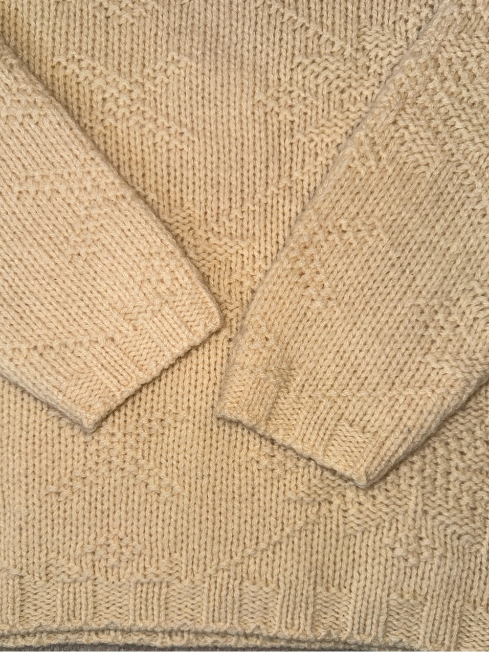 Vintage 80s Lands End Wool Fisherman Sweater Ivory Snowflake USA Large Chunky - Picture 5 of 15